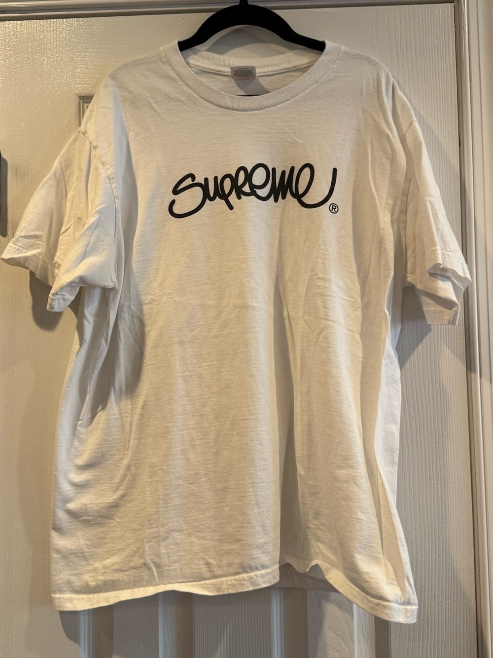 Supreme White T-Shirt with Black Script Logo